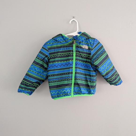 The North Face Toddler Reversible Jacket – Blue/Green Print – Size 18-24 Months - Picture 1 of 8